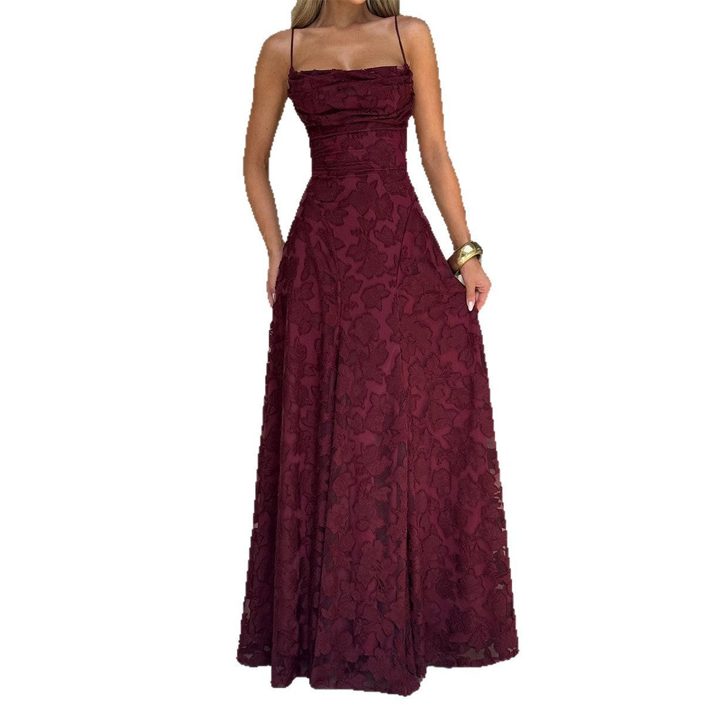Elegant And Sophisticated Strap A-line Maxi Dress For Women Western Style