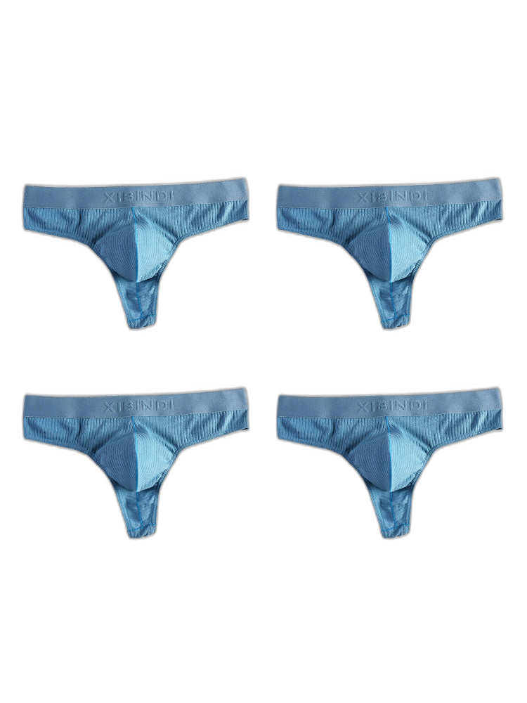 4-Pack Men's Ultra-Soft Cotton Mid-Rise Stay-Put Fit Seamless Thong