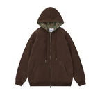 Street Plaid Cardigan Hoodie Loose-fitting Hooded Coat