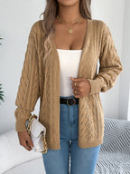 Women Casual Hollow Out Lantern Sleeve Long Sleeve Cardigan Sweater Coat