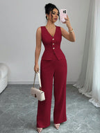 The Power Set – Women’s Sleeveless Vest & High Waist Trousers Co-ord