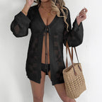 Women's Cardigan Hollow Out Long Sleeve Sun Protective Blouse