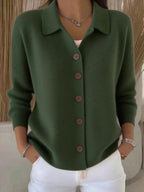 Button-knitted Lapel Sweater Cardigan Coat For Women