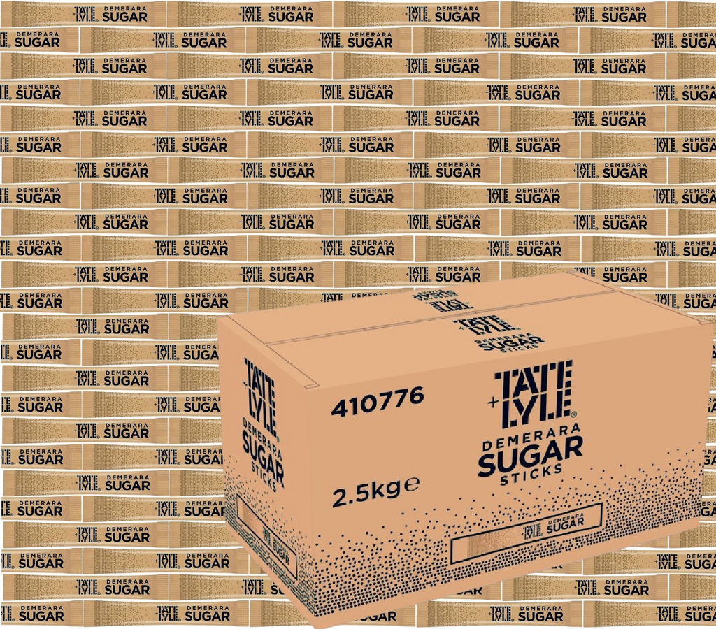 Tate & Lyle Brown Demerara Sugar Sticks – 1000 Sachets (2.5g Each) – 2.5kg Box