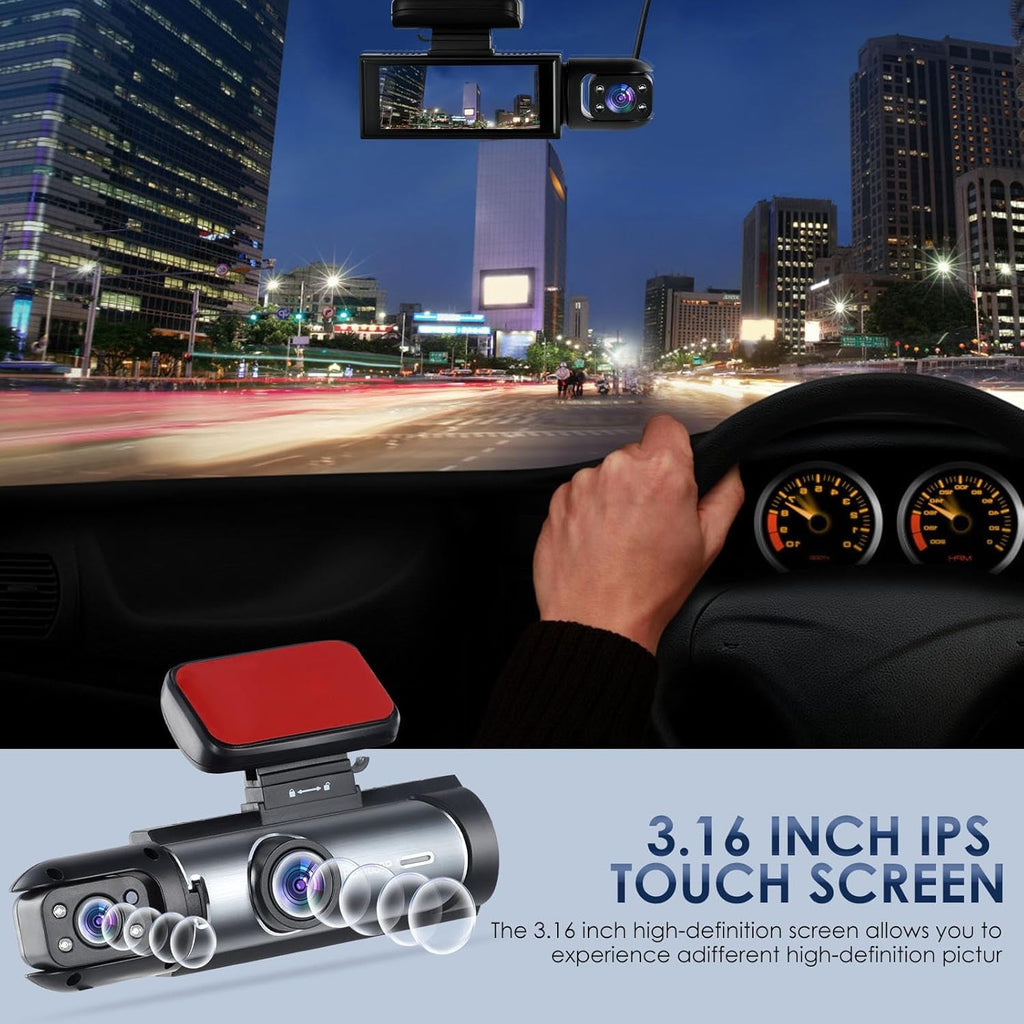 1080P WiFi Dash Cam Front & Interior Car Camera with Night Vision (32GB Included)