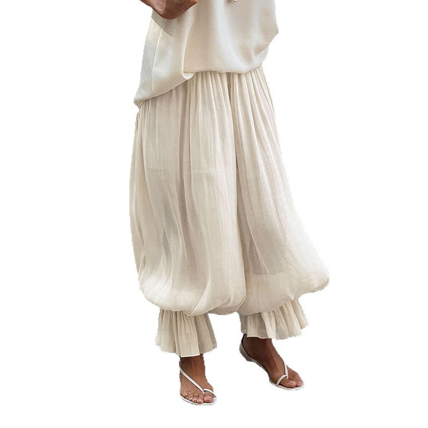 French-style Bubble-cuffed Elegant Casual Trousers