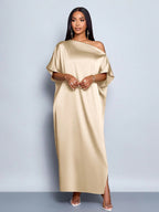 Women's Solid-Color Casual Loose Satin Dress