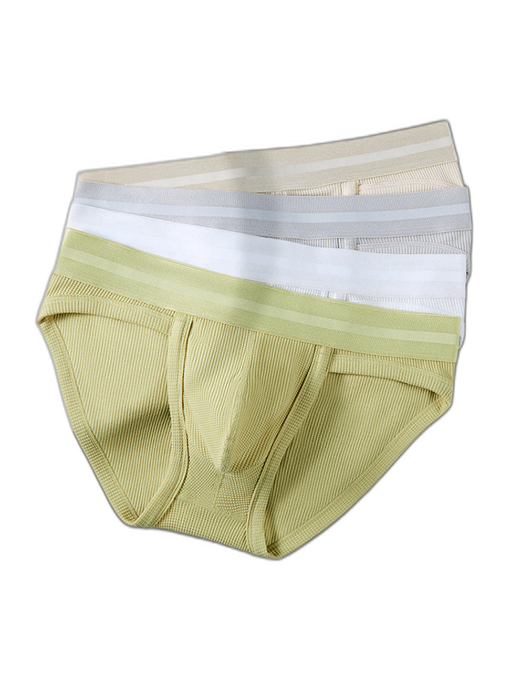 2 Pack Men's Waffle-Knit Cotton Separable Scrotum Support Briefs