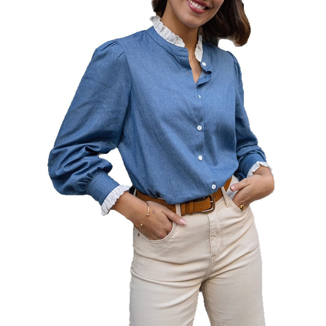 Women's Loose-Fit Casual French-Style Ruffled Blouse