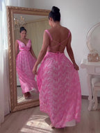 Resort Print Backless Sleeveless Dress
