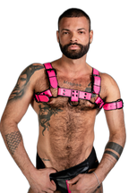 ruff GEAR Bold Leather Bulldog Harness Neon Pink