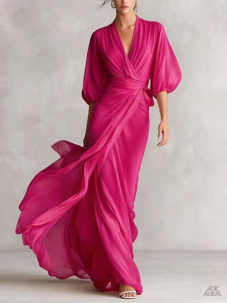 European And American-style Slim-fit Long Dress For Women