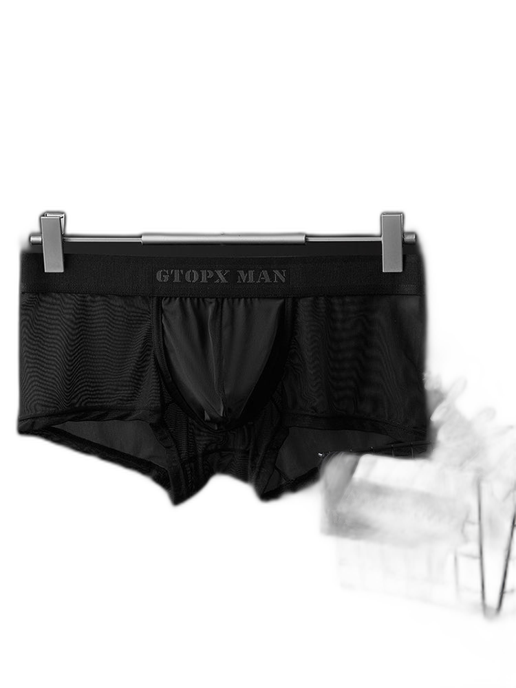 2-Pack Men's Breathable Mesh Ice Silk U-convex Low Waist Boxer Briefs