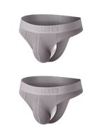 2 Pack Men's Ribbed Butt-Lifting U-Pouch Sexy Thong