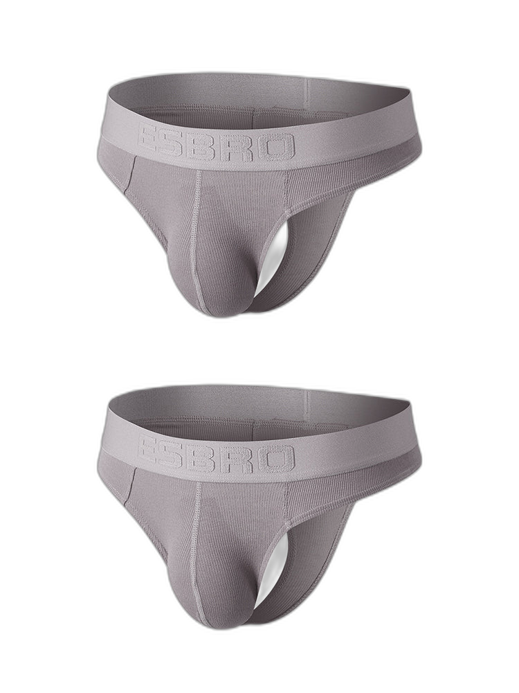 2 Pack Men's Ribbed Butt-Lifting U-Pouch Sexy Thong