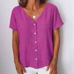 Casual Short-Sleeve V-Neck Cardigan Multi-Color Womens Shirt