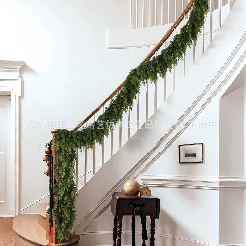 Christmas Pine Needle Garland Soft Rubber Feel Norfolk Pine Cypress Rattan