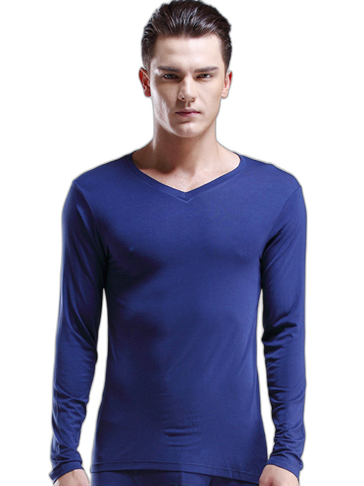 Mens Ultra Soft Low Cut V-Neck Thermal Shirt