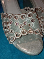 WOMEN'S NEW AJVANI SLIP ON GOLD SHINNY SHOES (5UK)