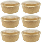 6 x Container Lid Pet Squat Paper Bowl 750Ml 50Pk X 6
