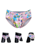 2 Pack Men's Playful Cartoon No-Tag Comfortable and Breathable Briefs