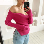 Women's Off-neck Pullover Long Sleeve Top Bottoming Sweater