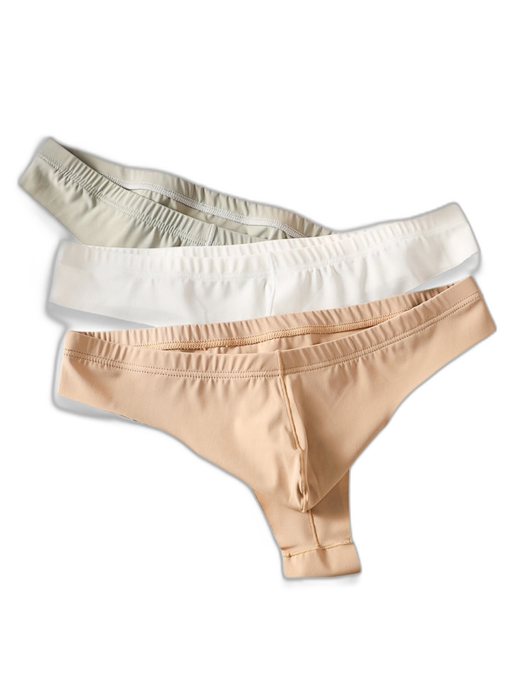 4-Pack Men's Seamless Solid Color Stretch Fit Ice Silk Thong