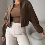 Women's Off-shoulder Round Neck Lantern Sleeve Short Coat