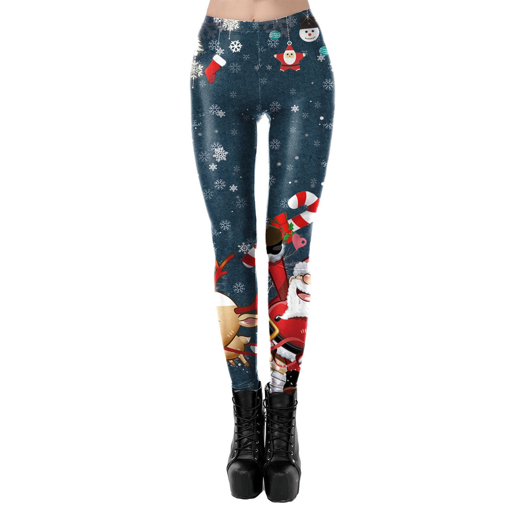 Women's Lace Christmas Print Stretch Leggings