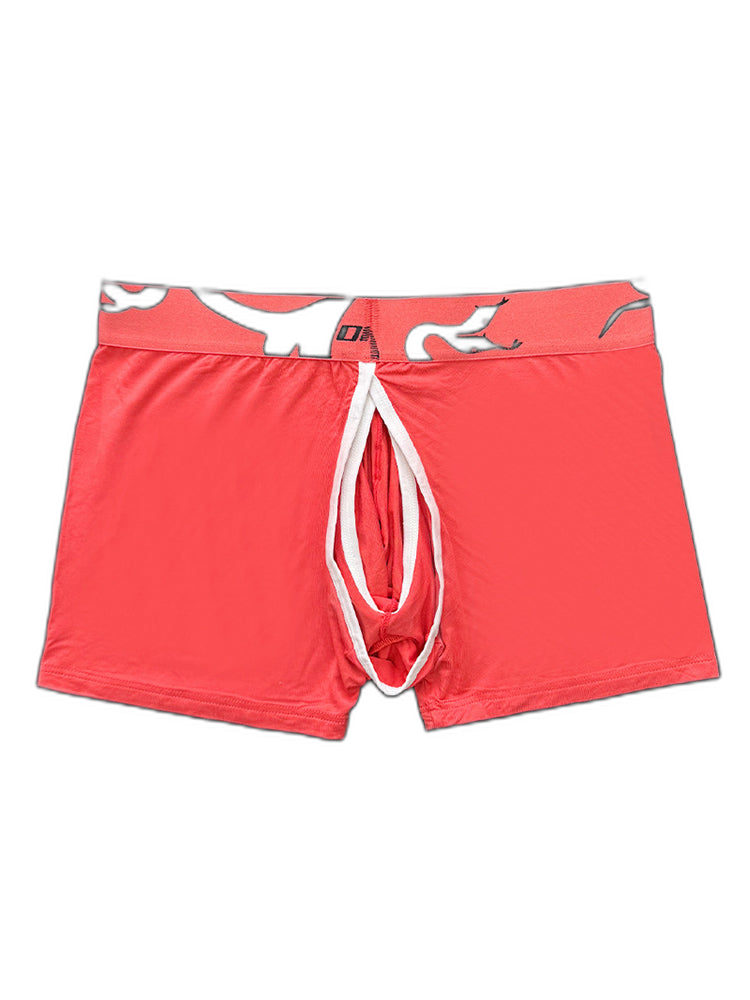 Men's Detachable Pouch Easy-Access Open Fly Modal Split-Crotch Boxers Briefs