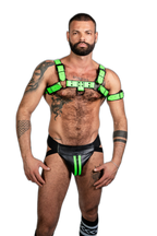 ruff GEAR Bold Leather Bulldog Harness Neon Green