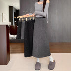 Sequined Thickened Wool High Waisted A Line Bodycon Skirt