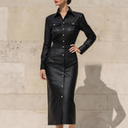 Women's Stylish Elegant Waist-cinching Figure-hugging Single-breasted High-quality Long Dress