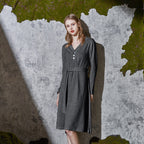 Spring and autumn new long sleeve mid length nightdress