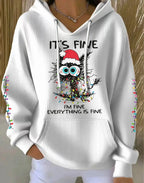 New Christmas Cat-Print Women's Hoodie