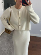 Women's 2-Piece Cardigan & Maxi Skirt Suit Set - Elegant Co-ord Outfit