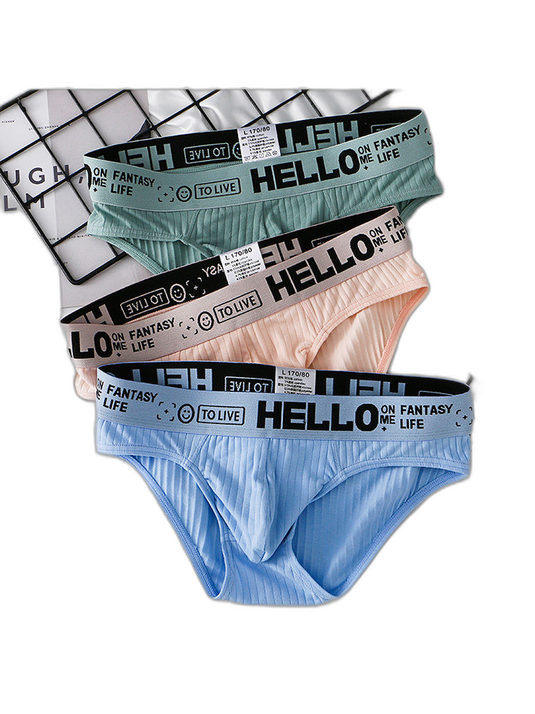 Men's Cotton Ribbed Breathable Briefs with 3D Pouch