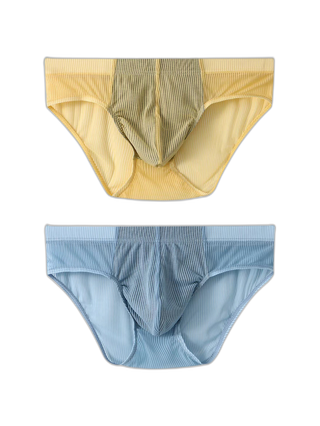 2 Pack Men’s Striped Separate Pouch Thin Briefs