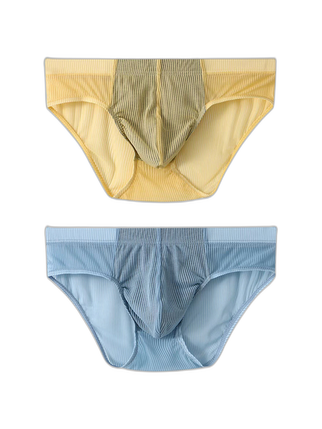 2 Pack Men’s Striped Separate Pouch Thin Briefs
