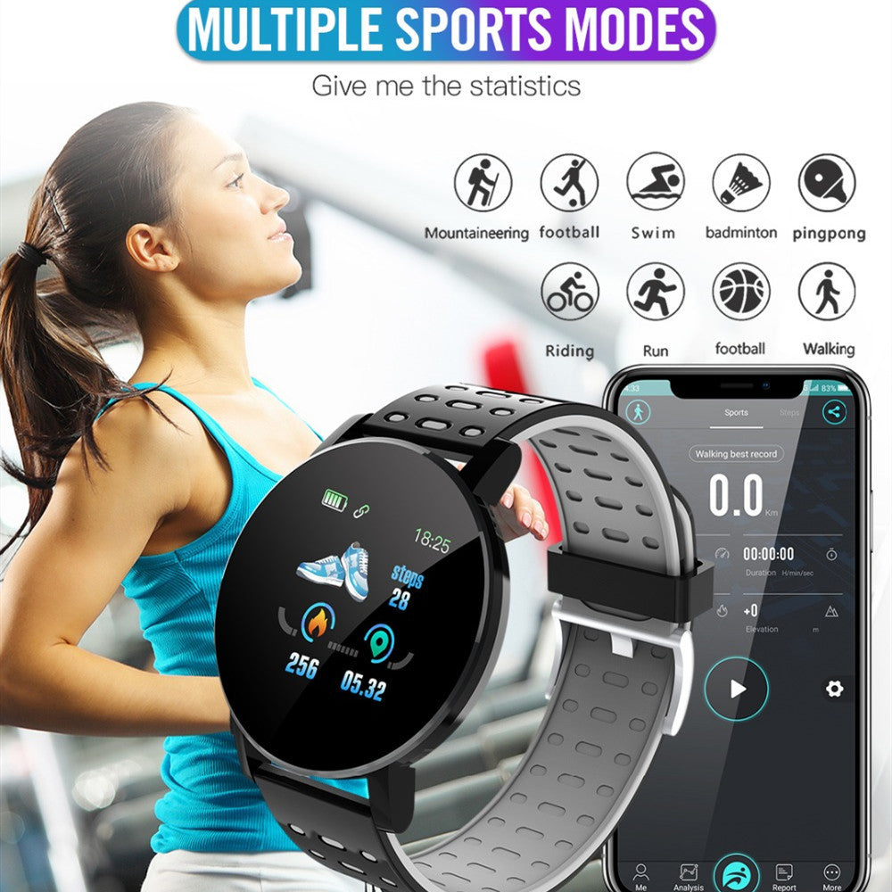 119 Plus Smart Watch - Fitness Tracker with Heart Rate Monitor & 7-Day Battery Life | Bluetooth Smartwatch