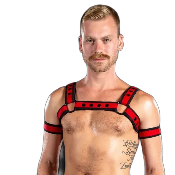 Mr S Leather Neoprene Bulldog Harness | Red