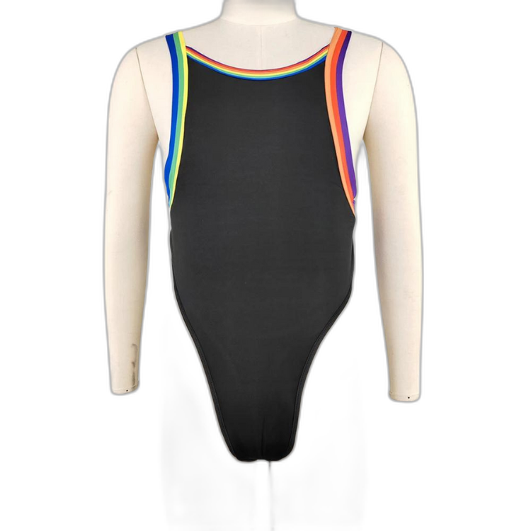 Rainbow Stripe Stretch Thong Bodysuit