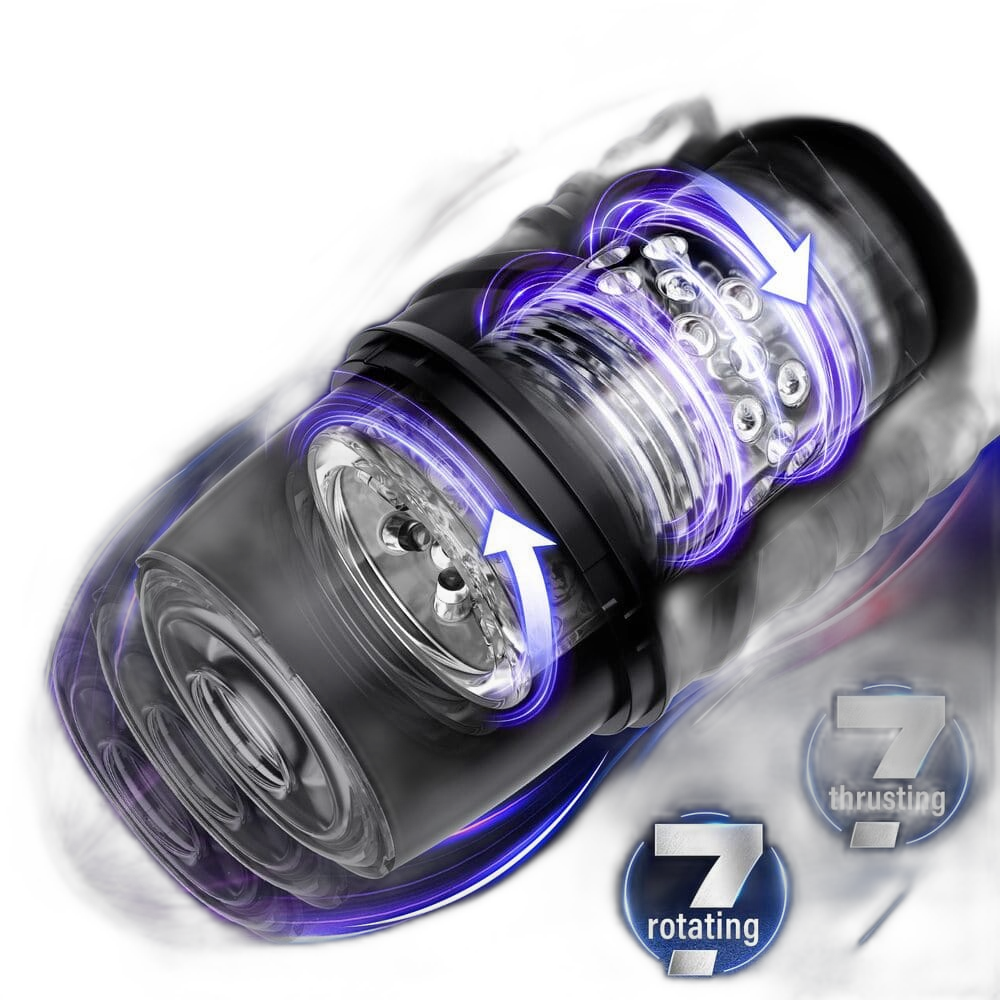 Black Warrior - Rotating Suction Masturbator - 3D Textured Sleeve
