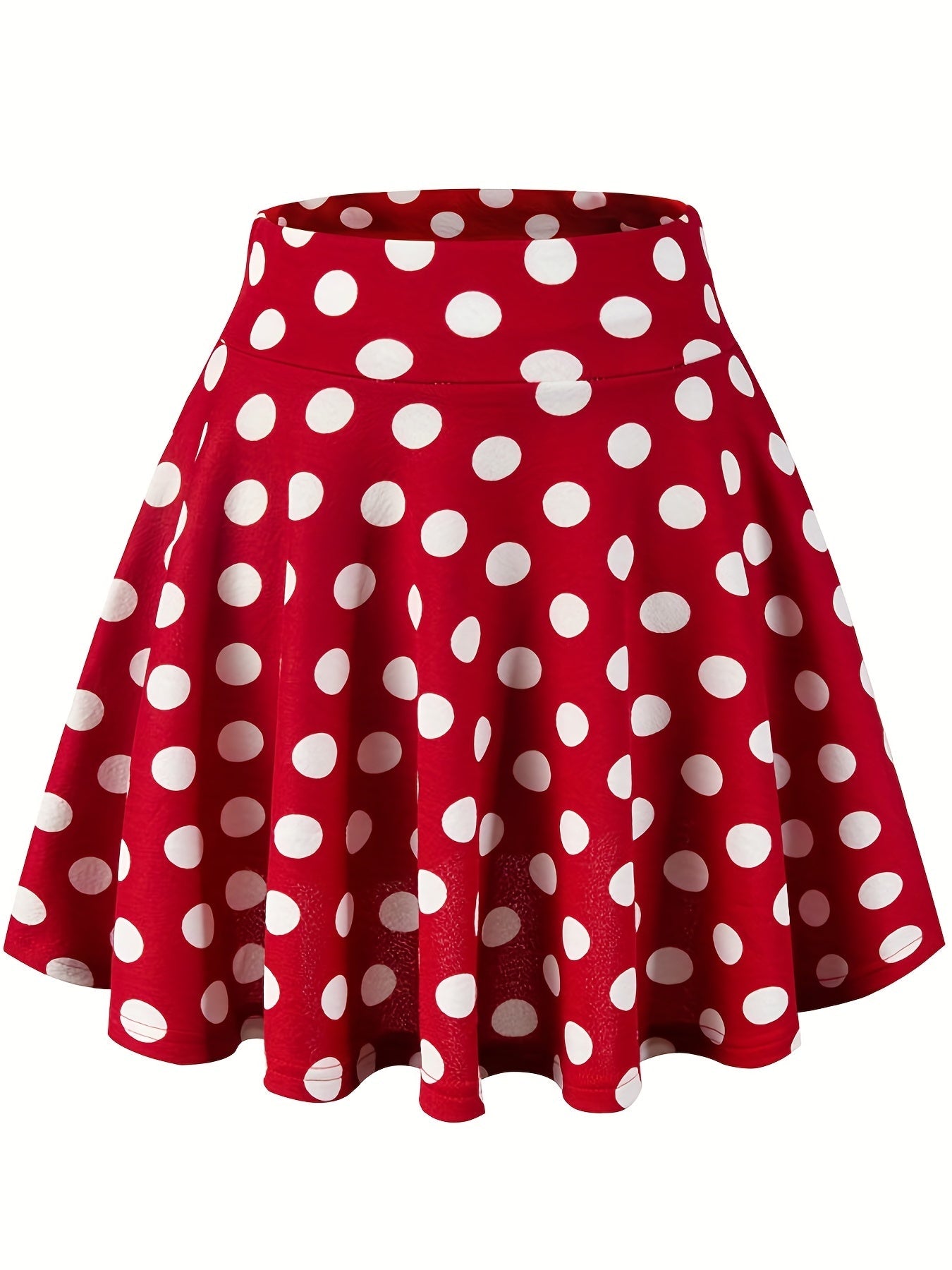 Kpop Polka Dot Print Skater Skirts, Casual Ruffle A Line Versatile Mini Skirts, Women's Clothing