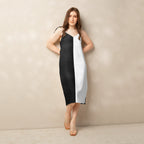 Half Black Half White - Womens Chiffon Slip Dress