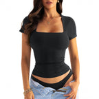 Girls' Square-neck Short-sleeve Tube Top For Women