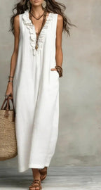 Summer Ruffle Dress With Pockets Women's Spring Elegant Casual Sleeveless A-Line Shift Dresses