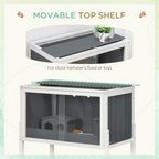 PawHut Wooden Hamster Cage for Dwarf Hamsters, Gerbils, Rutin Chicken w/ Shelf