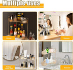 Makeup Organizer Perfume Cosmetic Storage with 2 Layers Gold