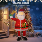1.8M Lighted Santa Claus Holding Bell Christmas Yard Decorations, Pre-lit Pull Up Santa with 200 Warm White LEDs, for Xmas Outdoor Holiday Indoor Decor Lighted Holiday Displays